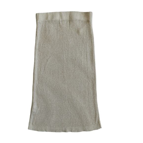CALVIN KLEIN Plain Rib-Knit Midi Pencil Skirt Creamy Beige Women's Size Small - Picture 1 of 11